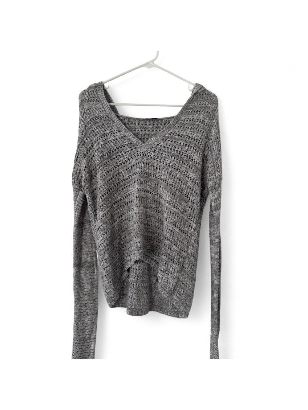 Abercrombie & Fitch Kids Y2K Hooded V-neck Pullover Knit Sweater Size L